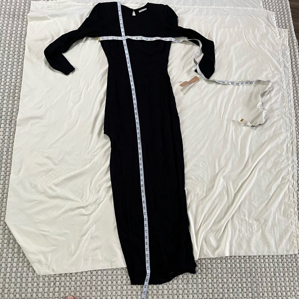 NWT Reformation Black Long Sleeve Thigh Slit Maxi Dress Sz 0 Wedding Guest